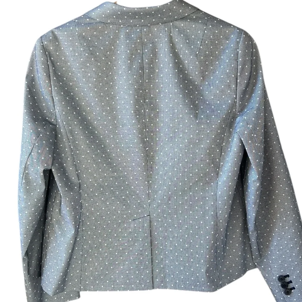 Talbots New w Tag Sz 12 Gray Polkadot Textured Essential Blazer Cotton Spandex